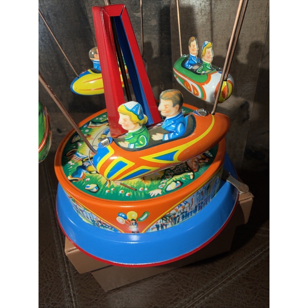 Vintage Spinning Carousel Roundabout Tin Litho Toy West Germany - Works W/ Box - Picture 6 of 17